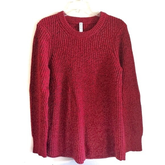Athleta Sierra Red Marl Crew Neck Chunky Knit Sweater Wool Blend Large - Picture 2 of 8